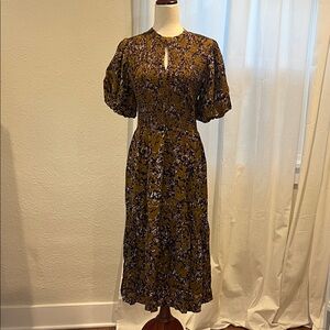 La Joie Floral Puff Sleeve Midi Dress